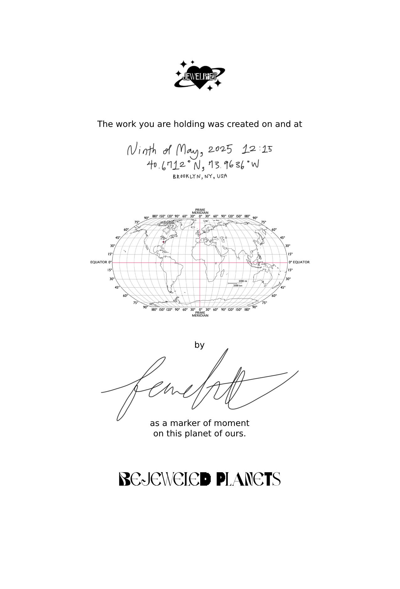 Coordinates Certificate